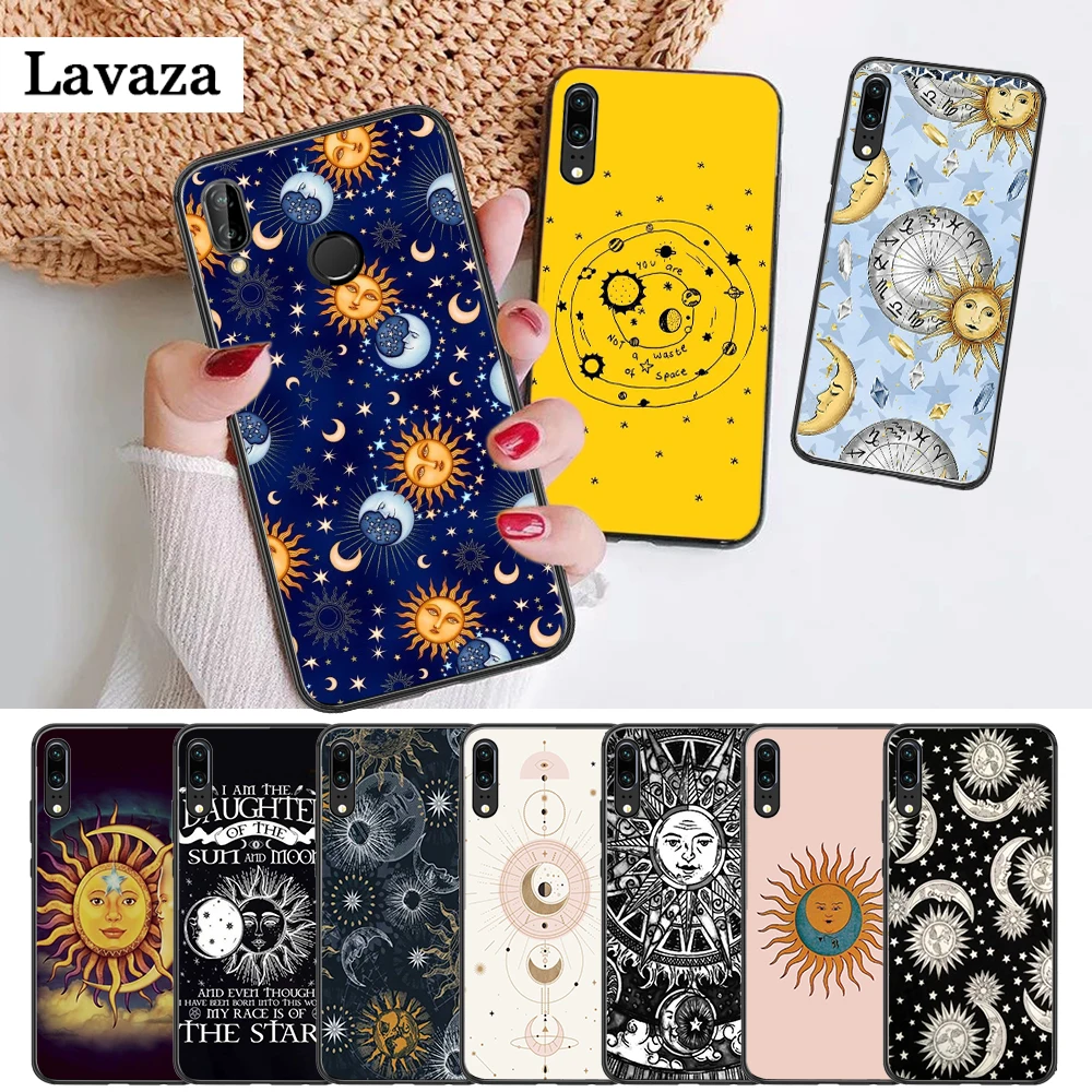 Цветной силиконовый чехол Sun Moon Stars для Huawei P8 Lite 2015 2017 P9 2016 Mimi P10 P20 Pro P Smart Z 2019