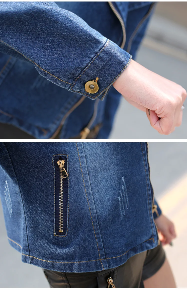 Ansper женские короткие куртки Весенняя мода тонкие джинсы отложной воротник