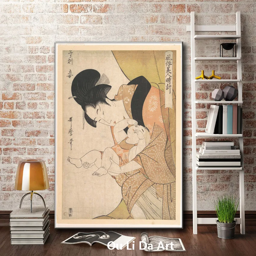 Классическое японское кимоно для мамы и ребенка картина маслом холст печатные