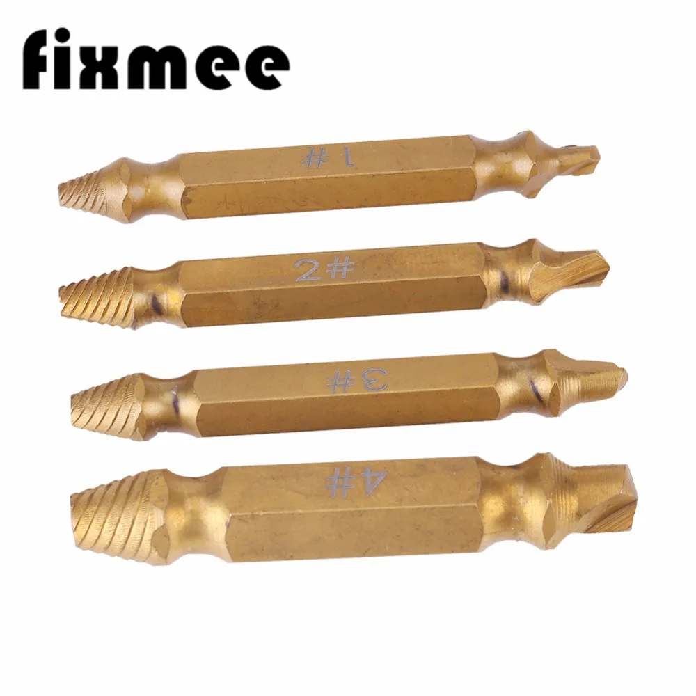 

4pcs Screw Extractor Titanium Broken Bolt Damage Screw Remover Extractor Drill Bits Easy Out Stud Reverse