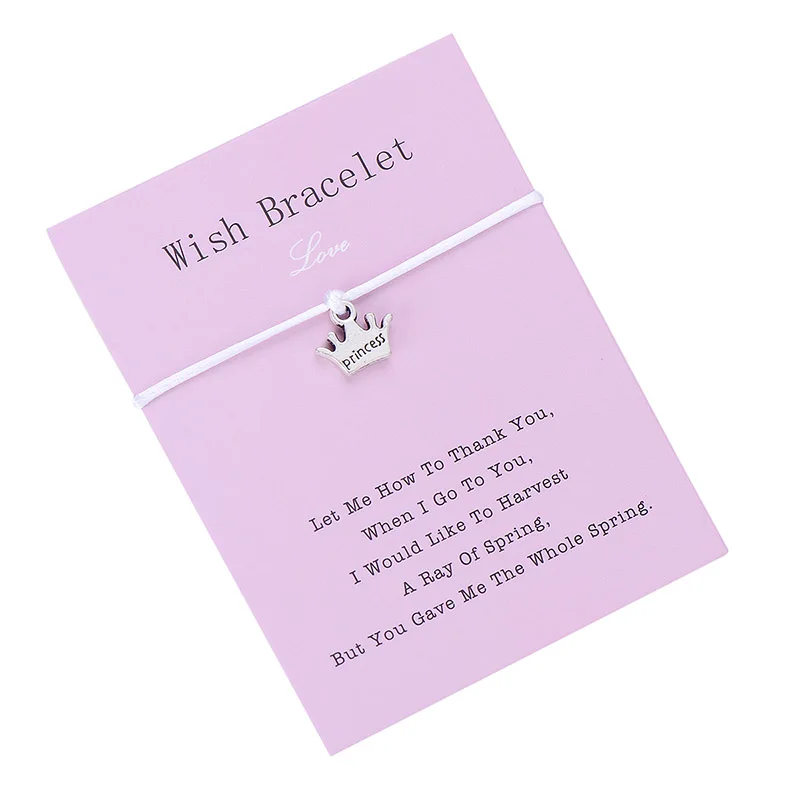 IYOE Wish Card, браслет с красной нитью для женщин и детей, корона принцессы, ручная плетеная веревка, Парные браслеты, семейные ювелирные изделия для дружбы