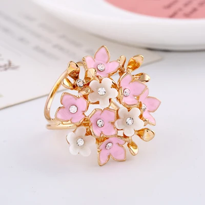 pink Модные шикарные женские Эмалированные кольца с кристаллами для шарфа, цветочный держатель с пряжкой, ювелирные изделия для девушек, ювелирные аксессуары 2X034 - Окраска металла: pink