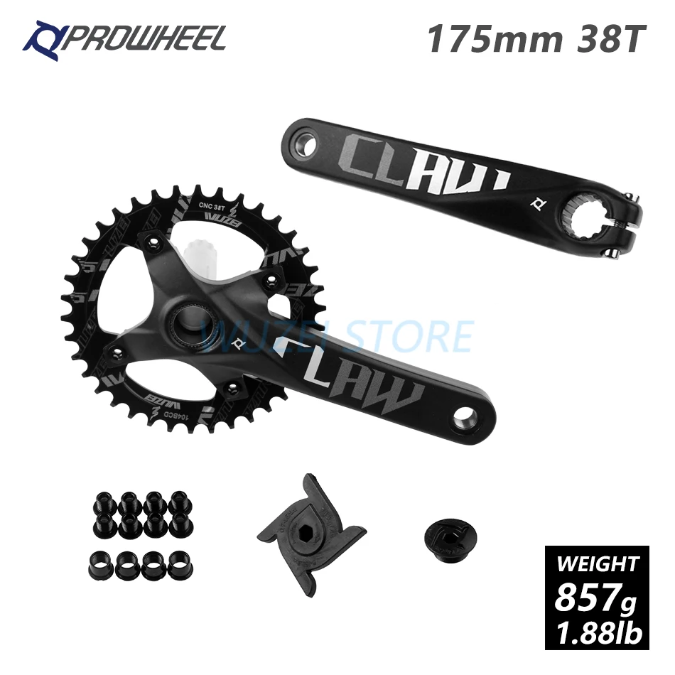 WUZEI mtb велосипедные рукоятки пластины 4 лак для ногтей, 104 BCD 170/175 мм/30/32/34/36/38 T Круглый звездочки шатун для горного велосипеда комплект велосипедная часть - Цвет: 175mm Black 38T