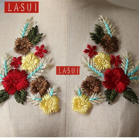 LASUI Новинка 2 шт. = 1 пара 10*17 см Верхняя лента вышивка кружева аппликация 3D одежда с