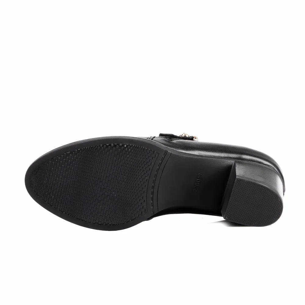 

TIMETANG Autumn New Women's High Heels Pumps Deep Mouth Thick Heel Round Toe Genuine Leather Woman Shoes for office lady Women