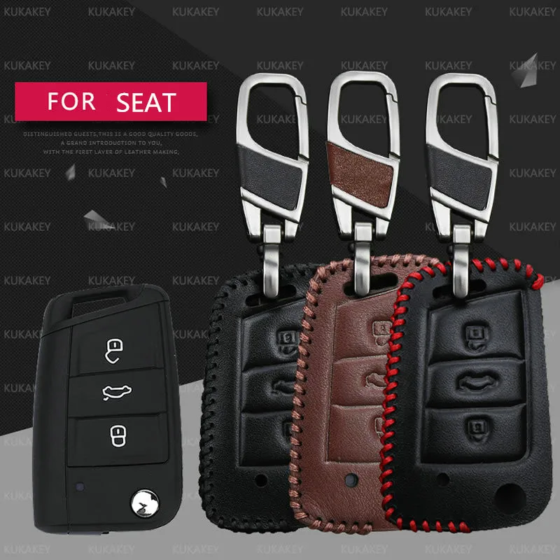 Чехол для автомобильного ключа KUKAKEY чехол ключей Seat Leon fr Ibiza Altea Ateca натуральная
