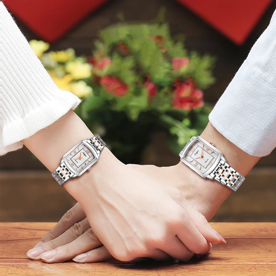 Мужские часы от ведущего бренда роскошные Квадратные Серебряные со стальным