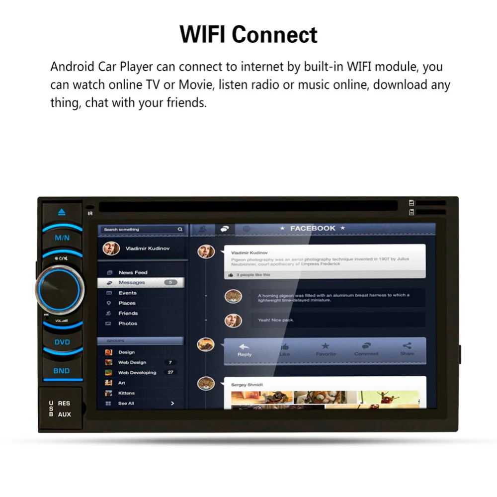 Новый 2017 6 5 &quotHD емкостный 4 ядра Android 5.1.1 Сенсорный экран 2Din dvd плеер gps навигации