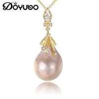 doyubo luxury womens large water drop baroque pearl pendant necklace real silver freshwater charms necklace jewelry va251