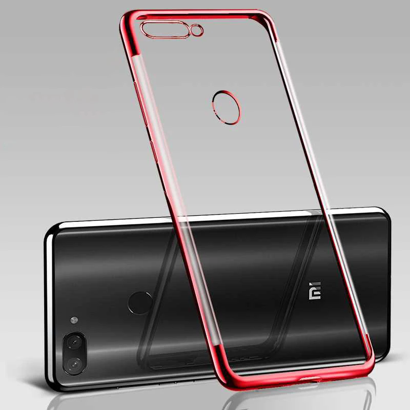 Красный Силиконовый чехол для Xiaomi Mi 8 Lite, чехол-бампер, прозрачный из ТПУ силиконовый чехол для задней панели, тонкий чехол для Xiaomi Mi 8 Lite, чехол - Цвет: Красный
