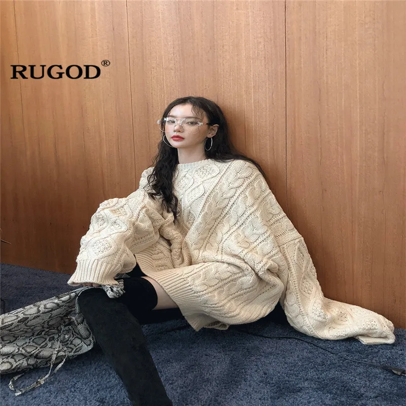 Свитер RUGOD Женский вязаный с рукавом летучая мышь большого размера | Женская