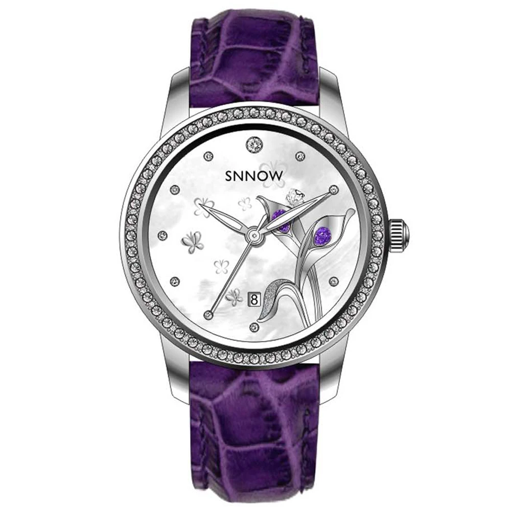 

CASIMA Luxury Brand SNOW series Fashion Business Casual ladies watches Quartz watch waterproof leather with rhinestones Montre