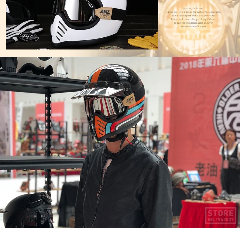 AMZ мотоциклетный шлем из стекловолокна для мотокросса Casco Moto шлем Capacete мотоциклетный Полнолицевой шлем мотоциклетный DOT сертификация