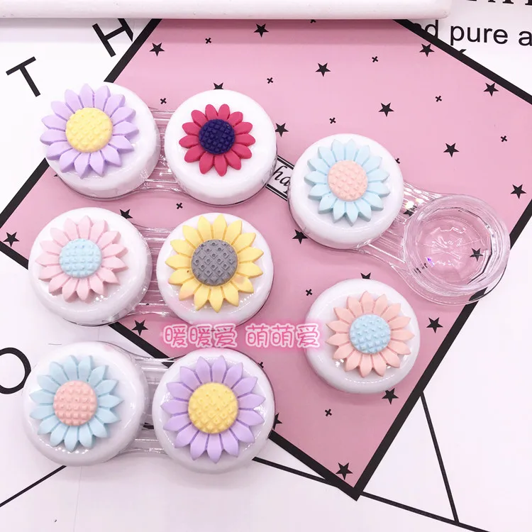 LIUSVENTINA DIY Alloy cute color flower pink bag box for lens contact lenses case glasses | Аксессуары для одежды