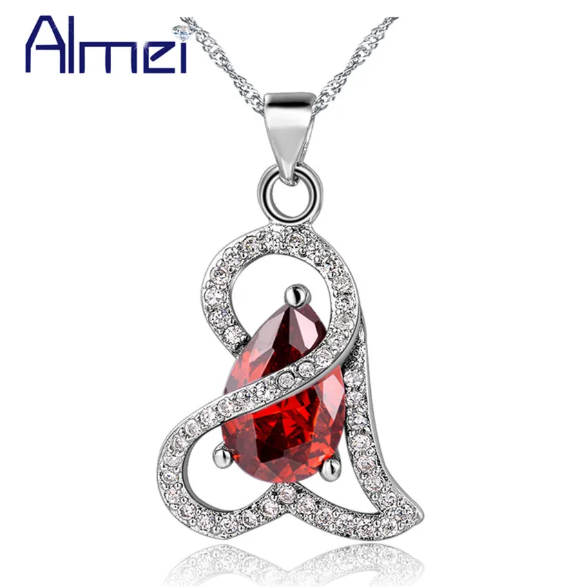 Серебряное ожерелье Almei в форме сердца с кубическим цирконием