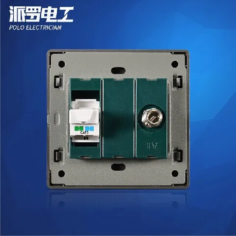 Бесплатная доставка поло Роскошный настенный выключатель света Панель ТВ + Тел