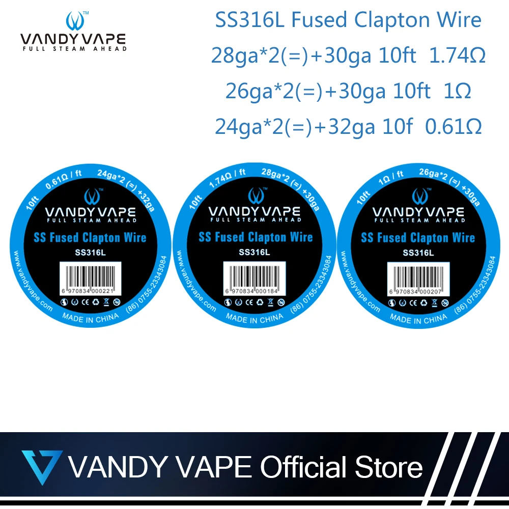 Оригинальный Vandy vape Fused Clapton SS316L провод 1 74 Ом/1 Ом/0 61ом для Vandyvape RBA Tank электронная