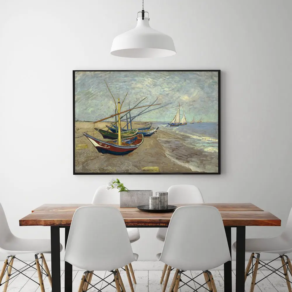 Известный художник Ван Гог рыбацких лодок на Святой Марии пляжное масло Paintng