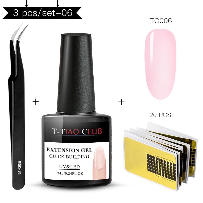 ZH05189 T-TIAO CLUB Poly быстрый набор гелей для ногтей набор инструментов розовый прозрачный обнаженный впитывающий УФ светодиодный гель для ногтей - Цвет: ZH05189