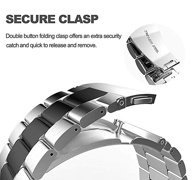 22 мм ремешок для часов из нержавеющей стали для samsung Galaxy 46 мм gear S3 классический/ремешок для huawei Watch GT 2 Классические ремешки для часов