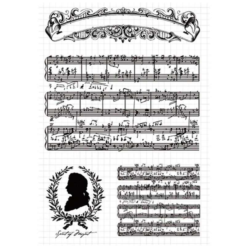 Музыкальные инструменты штамп для Transparenting силиконовые печать DIY Скрапбукинг