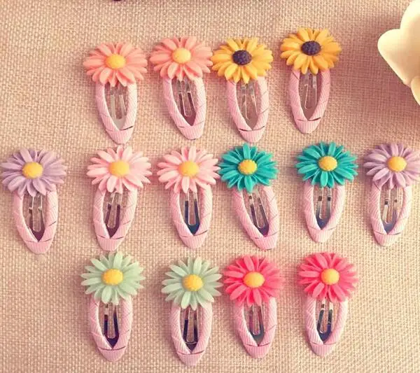 Бесплатная Доставка Оптом 400 шт цветок ромашки защелкивающиеся зажимы BB клип |