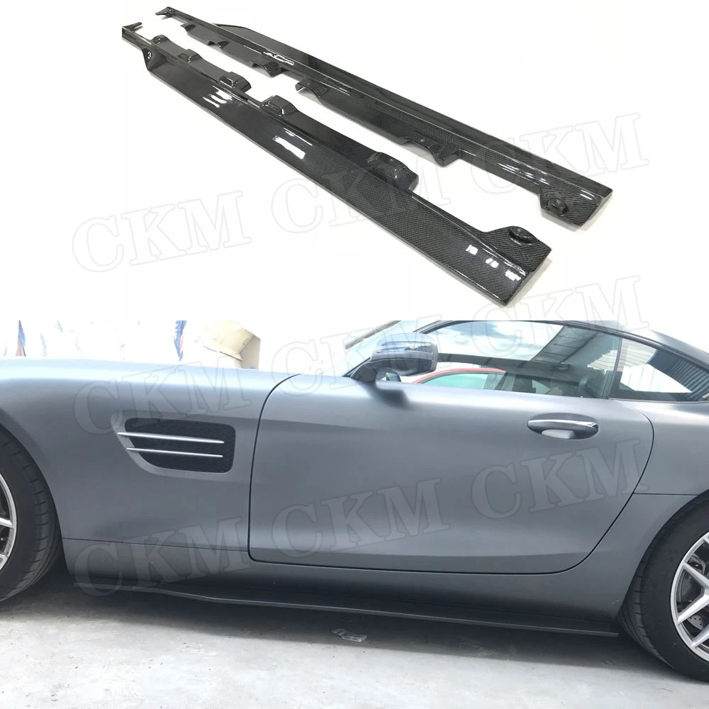 GT GTS карбоновые боковые юбки фартуки комплект для Mercedes Benz AMG GT AMG GTS AMG GTR Coupe 2 двери 2 шт./компл. FRP спойлер