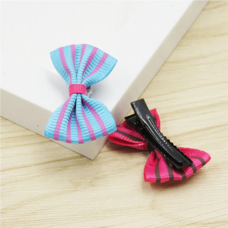 10 шт./лот милые полосатые маленькие банты заколки для волос девочек ручной работы