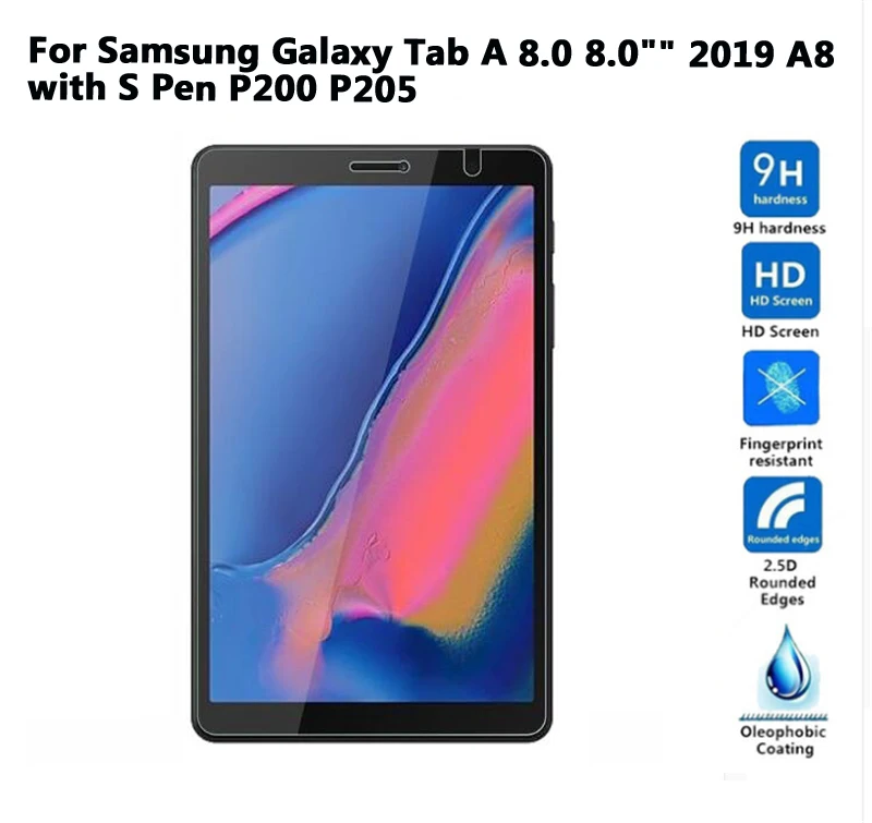 Чехол футляр для Samsung Galaxy Tab A 8 0 дюйма 2019 A8 с S ручкой SM P200 HD защита экрана чехол