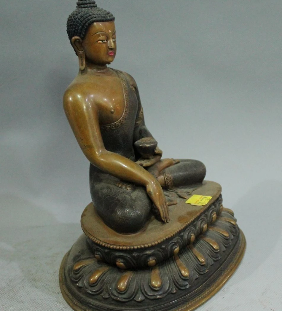 Бесплатная доставка 9 &quotХрам тибетского буддизма бронзовая статуэтка Будда