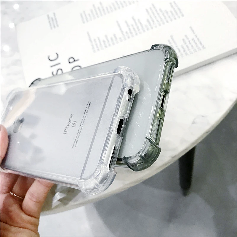 Роскошный противоударный Прозрачный чехол для iPhone 7 X 6 6s 8 Plus 10 мягкий силиконовый