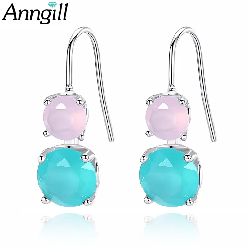 ANNGILL акциях модный розового и зеленого цветов с кубическим цирконием свисающие