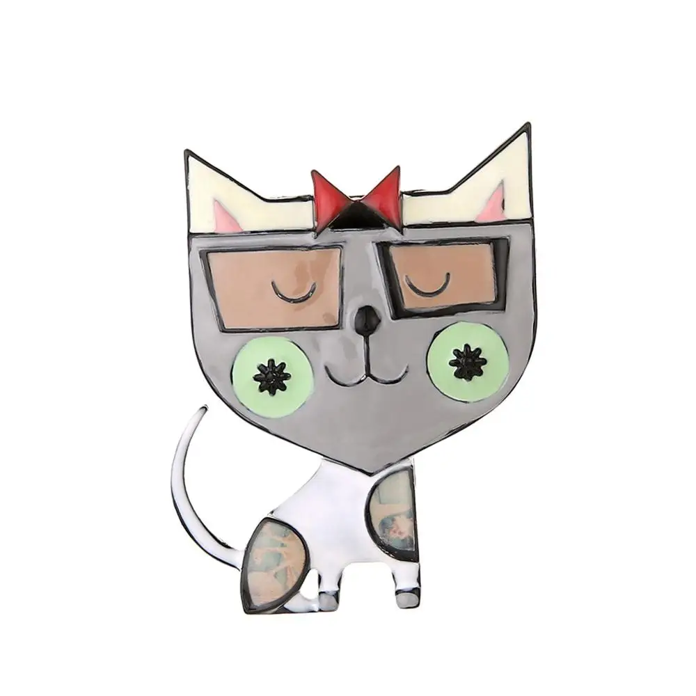 Модная металлическая брошь в виде кота для очков булавки милые розовые