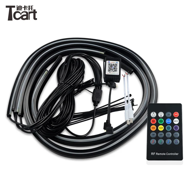 Tcart 4 шт. автомобиль rgb приложение управления светодиодный неон под днище кузова