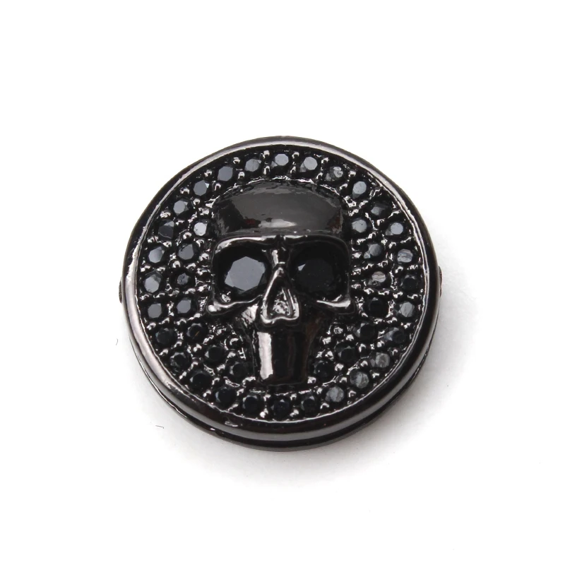 1pc 14*14mm Copper skull black crystal charms Pave CZ Cubic Zirconia Fitting handmade craft jewelry accessories findings making | Украшения