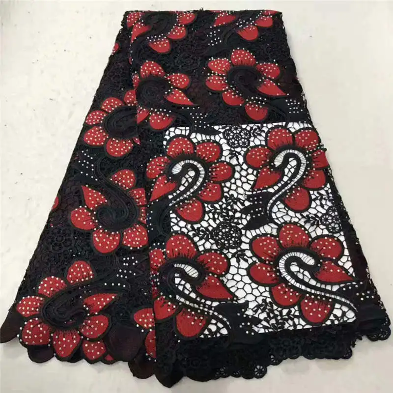 

African Nigerian Lace Fabric 2019 High Quality Embroidered Tulle French Guipure Cord Lace Fabric For Women Dress! ZQJF5136