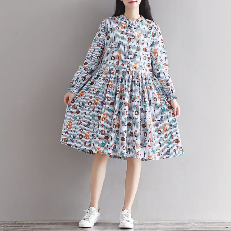 2016 Новое Прибытие Весна Осень Женщины Одеваются Животных Шаблон Стоять Воротник