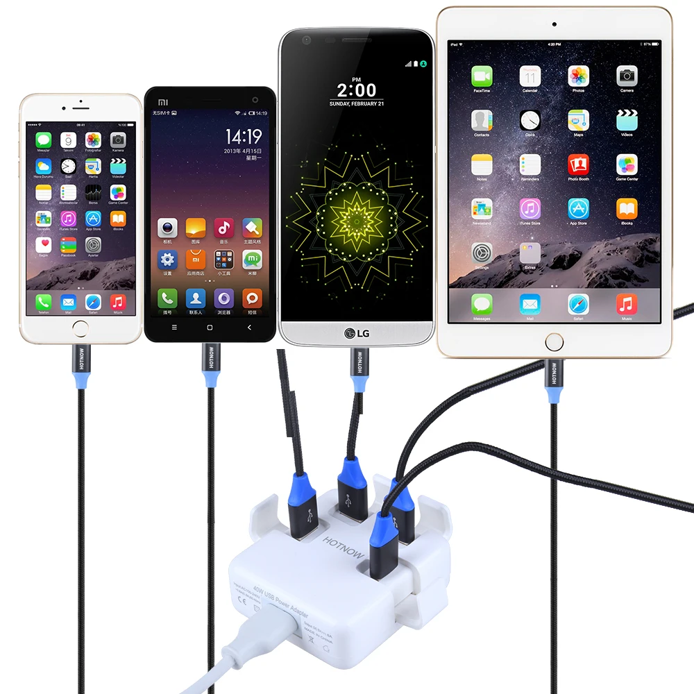 HOTNOW USB зарядное устройство 4 порта настольное адаптер 8А Общая выходная зарядка