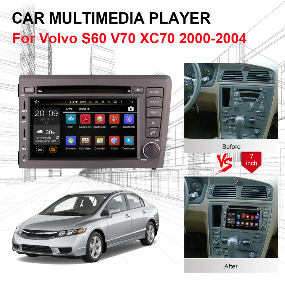 Автомобильный DVD-плеер с GPS-навигацией Android 9 0 Octa Core 4 Гб ОЗУ CD DVD видео плеер для Volvo