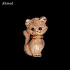 Мода от Ahmed, милые маленькие золотые броши в виде кота, Pin Up, украшения для женщин, шарф, зажимы для костюма, корсаж, бренд Bijoux, бижутерия брошь