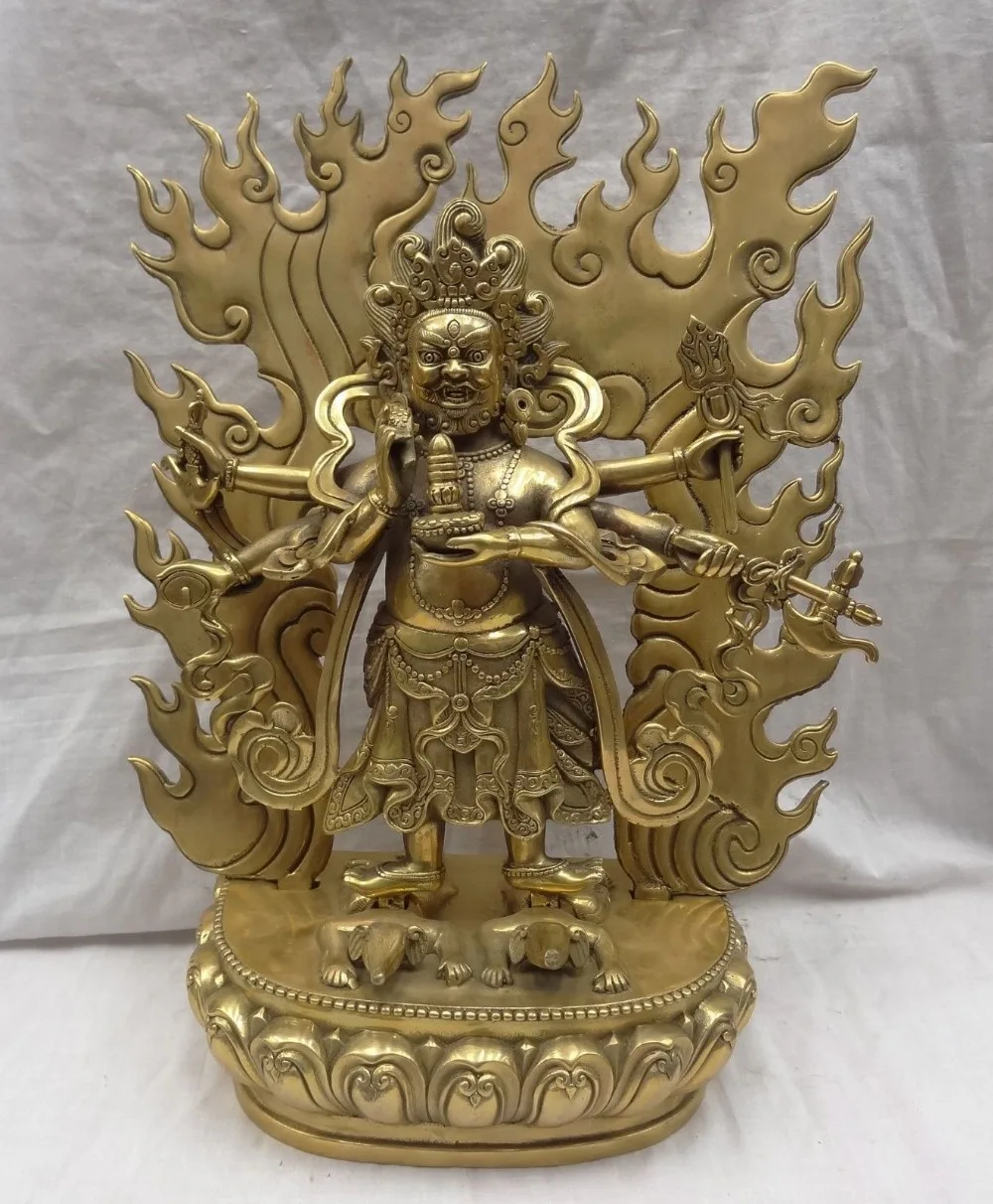 wan671070+++15 Tibet Tibetan Brass Buddhism Temple Vajra 6 Arms Mahakala Buddha Statue | Дом и сад