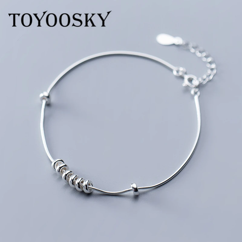 

TOYOOSKY Newest Design Pendant 925 Unique Silver Round Charm Bracelet for Women Bracelets & Bangles Jewelry Gift