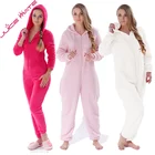 Плюс Размер Кигуруми Пушистый Руно Onesies Пижама Женская комбез Onesies Комбинезон Зима Теплая С Капюшоном Пижамы Женские Onesie Пижама кигуруми Для взрослых