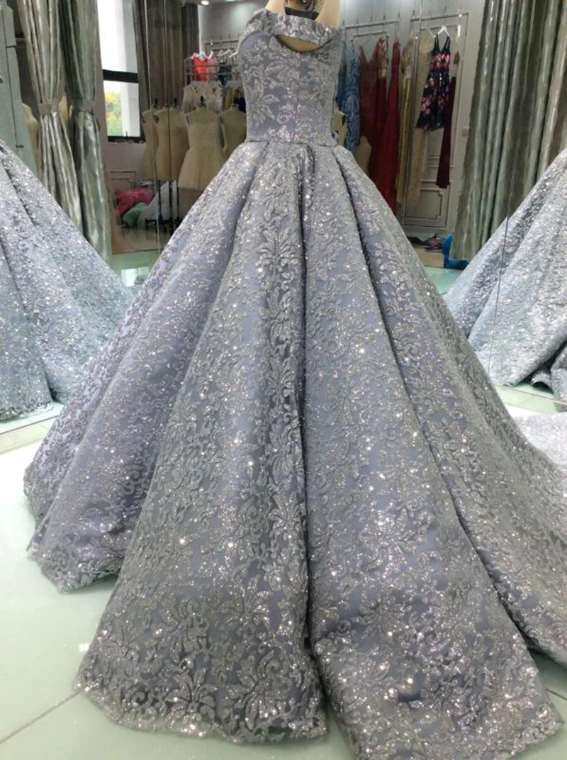 Luxury Glitter Sequins Evening Dresses Long 2018 Ball Gown Sparkly Saudi Arabic Women Formal Evening Prom Gowns Vestido De Festa