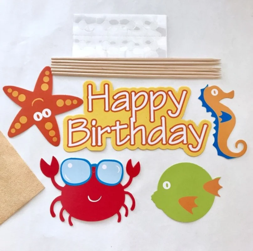 5 шт./компл. подводный мир мультфильм Животные день рождения вставка для торта