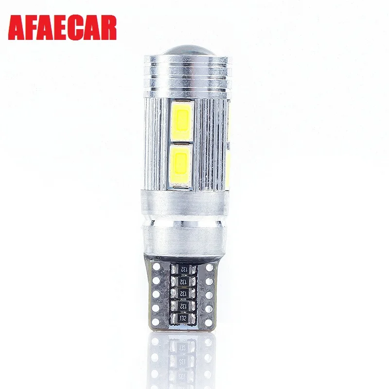 AFAECAR 2 шт. T10 10SMD 5630 Canbus без ошибок, светодиодный проектор, объектив головного света W5W 501 10SMD 5730, светодиодсветодиодный парковочная лампа
