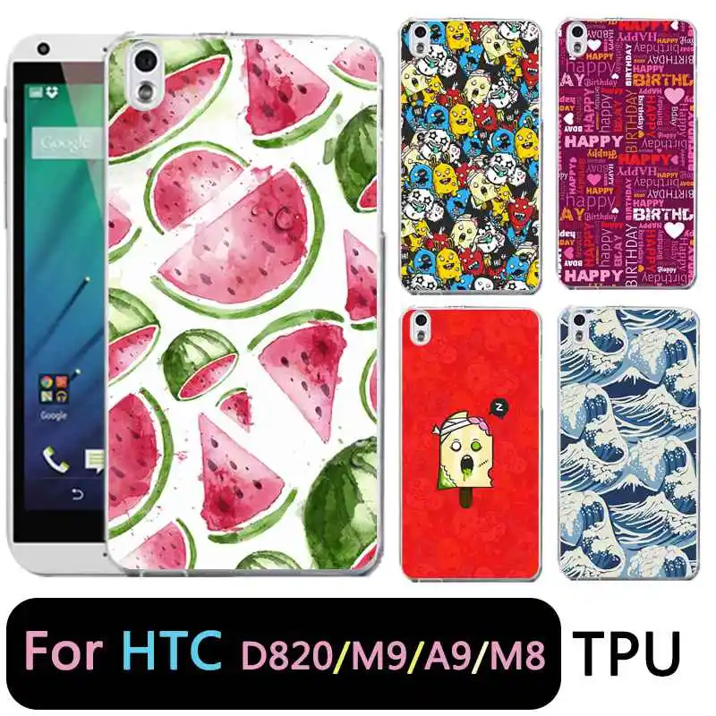 Qmswei ТПУ прозрачный чехол для телефона htc M8 Футболка с принтом мороженого арбуз