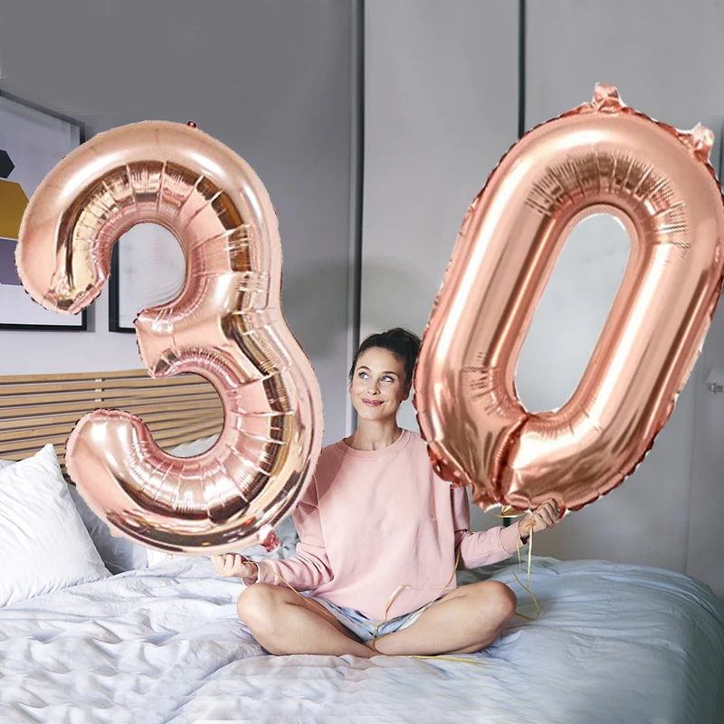Chicinlife розовое золото 30 40 50 60 лет шар для кексов Topper солома с днем рождения юбилей