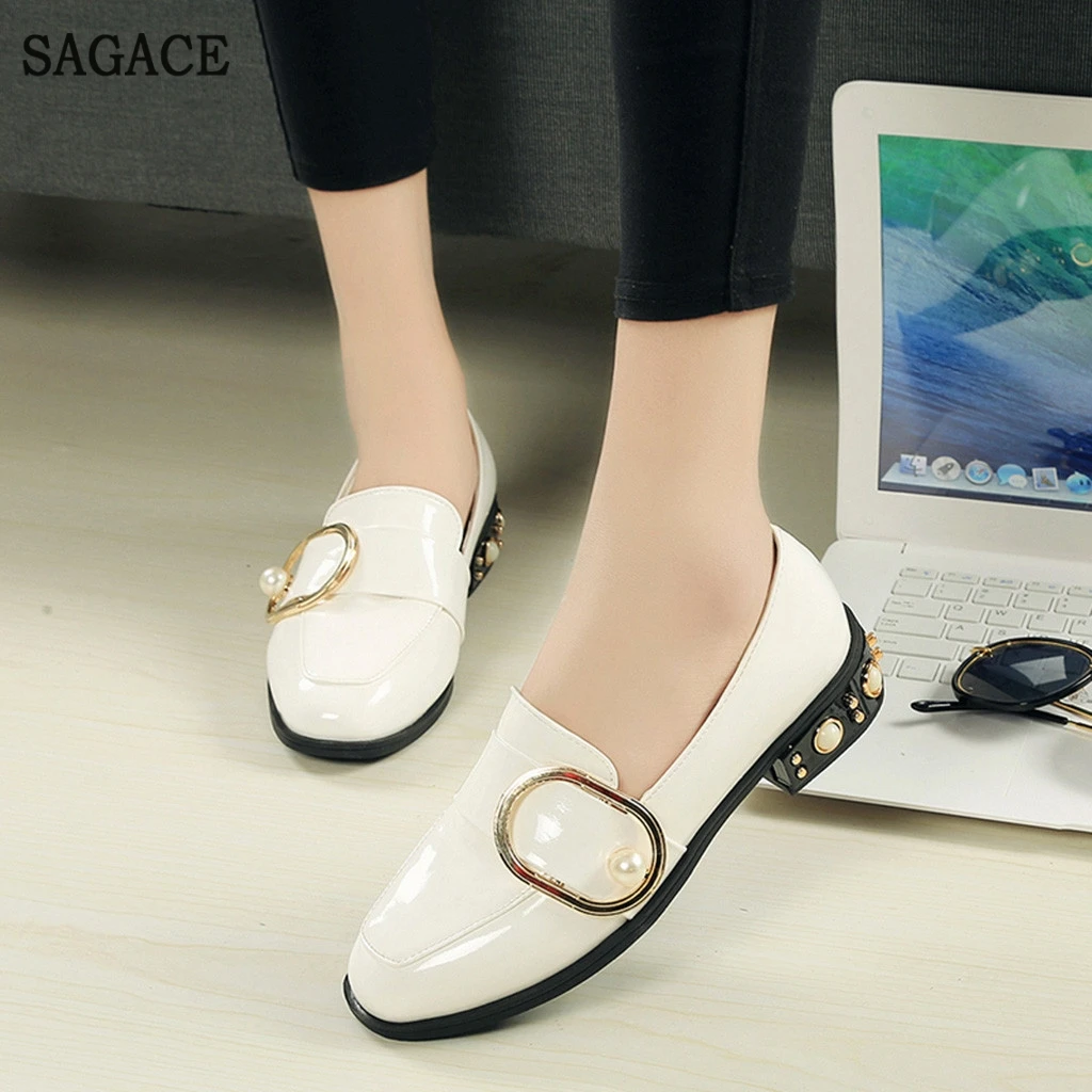 SAGACE/женские кожаные повседневные тонкие туфли на квадратном каблуке в стиле