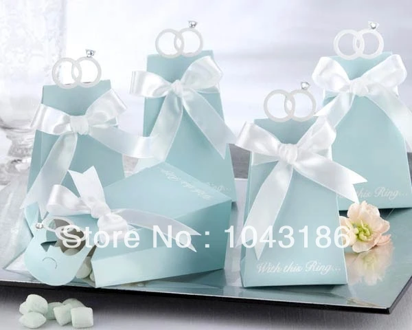 Free shipping 100pcs/lot as candy box for favor box--With this Ring Elegant Icon Favor Box (Blue)-(100pcs/lot) | Дом и сад